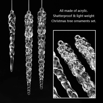 Sople akrylowe na choinkę długie 14-17 cm 24 szt. [22030000449]